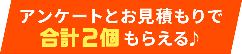 アンケートとお見積もりで合計2個もらえる♪